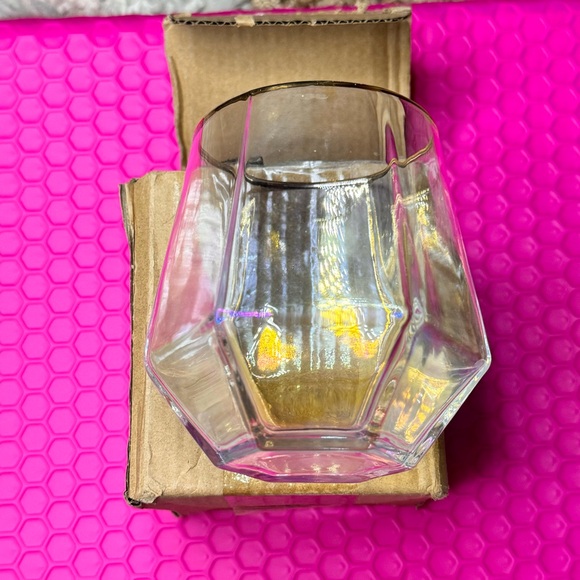 *lNWT 10oz iridescent tilted whiskey glass - Picture 6 of 8